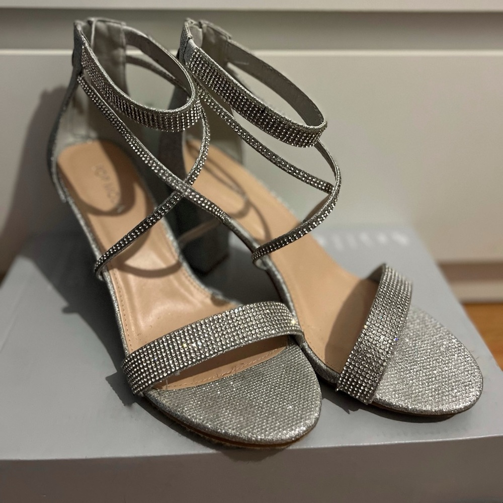TOP Moda Women's “Rosa 66” Rhinestone High Heel Sandal W/Ankle Strap Sz. 8.5M